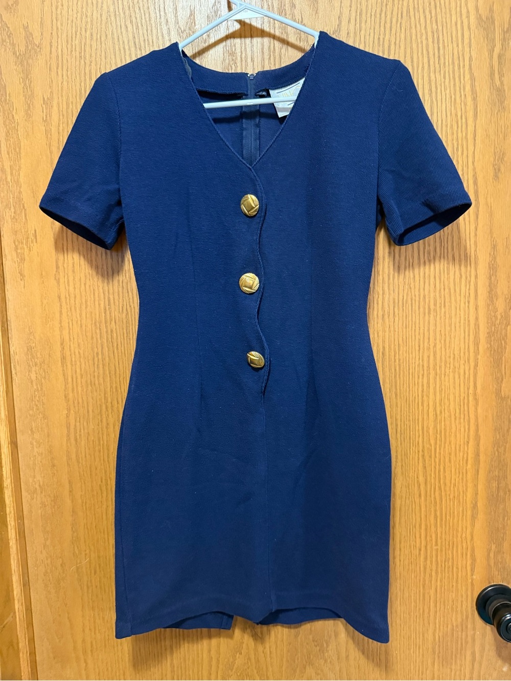 Vintage Ninon De Lenclos Navy Knit Dress Size 7/8